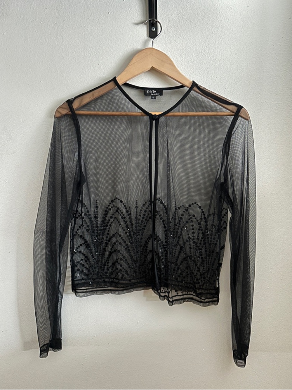 Black Sheer Beaded Mesh Topper - Party by Jessica